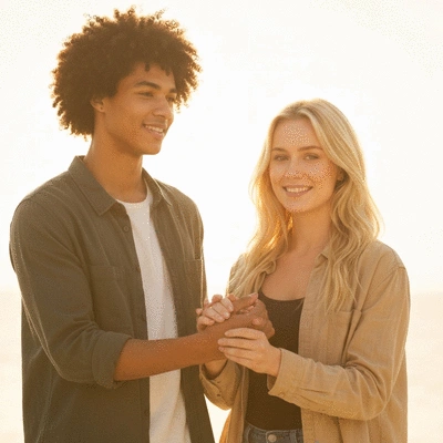 Couple holding hands, symbolizing connection and support