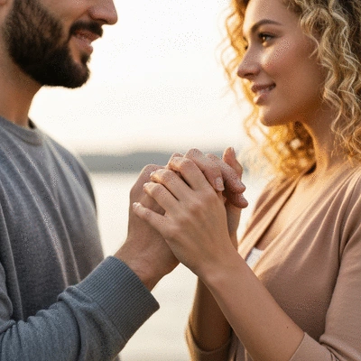 Couple holding hands, symbolizing emotional connection and support