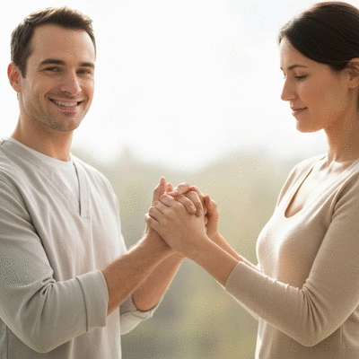 Couple holding hands, symbolizing connection and healing
